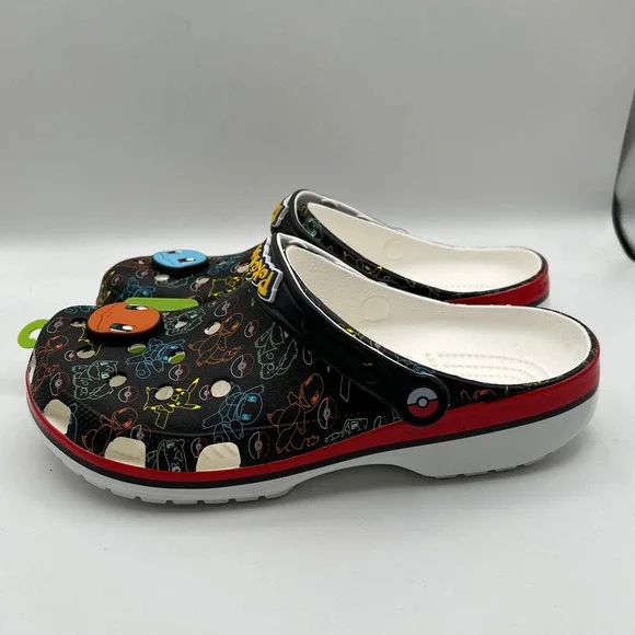 Crocs Pokemon Classic Clog Mens sz 11 Black Multi Color Character Print Jibbitz - Picture 4 of 8